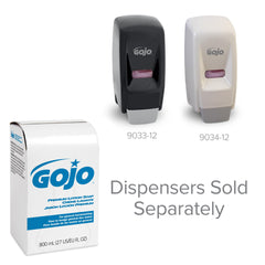 GOJO refill beside 800 Series dispenser, shows proper fit and scale
