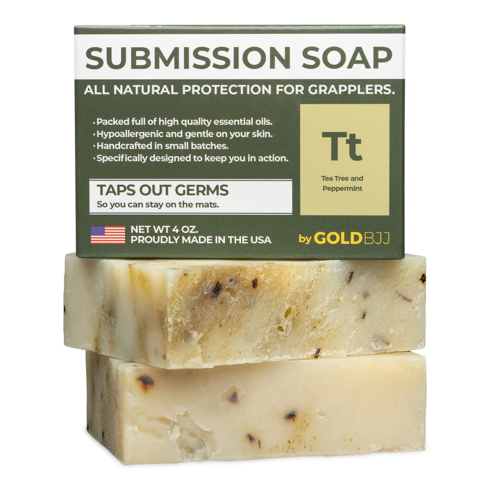 Gold BJJ front packaging showing peppermint tea tree scent and two bars