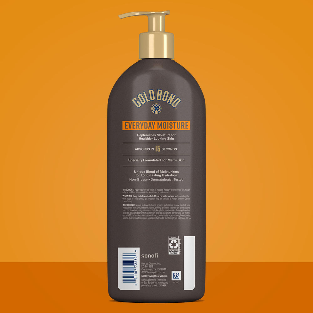 Gold Bond lotion texture close-up highlighting fast-absorbing, non-greasy feel