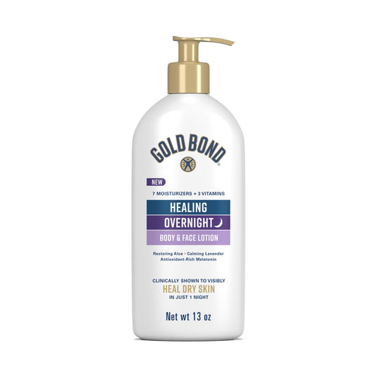 Gold Bond bottle front showing label and calming lavender scent benefit