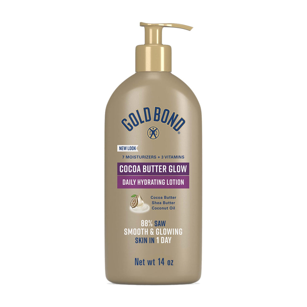 Gold Bond pump bottle front showing label and easy-dispense pump benefit