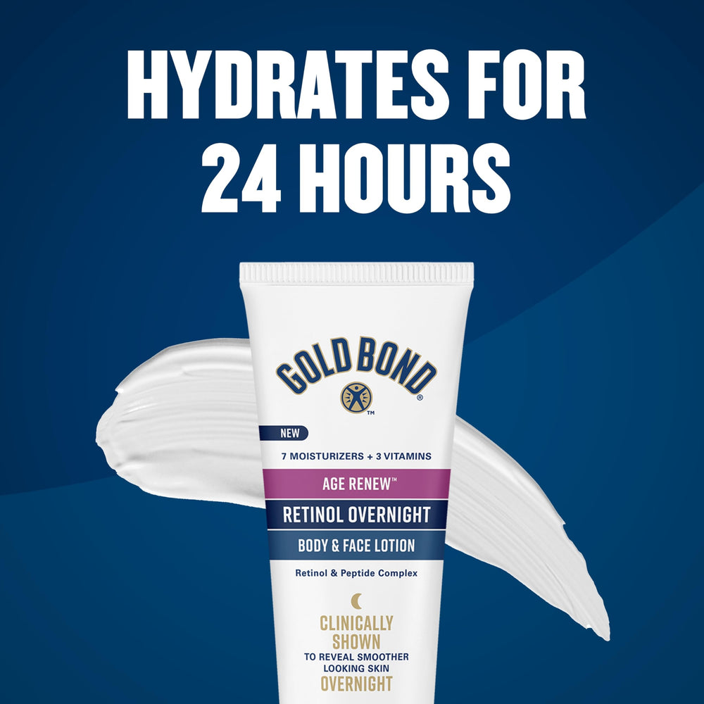 Gold Bond bottle on nightstand illustrating nightly skincare routine
