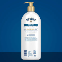 Gold Bond creamy lotion texture close-up demonstrating fast absorption
