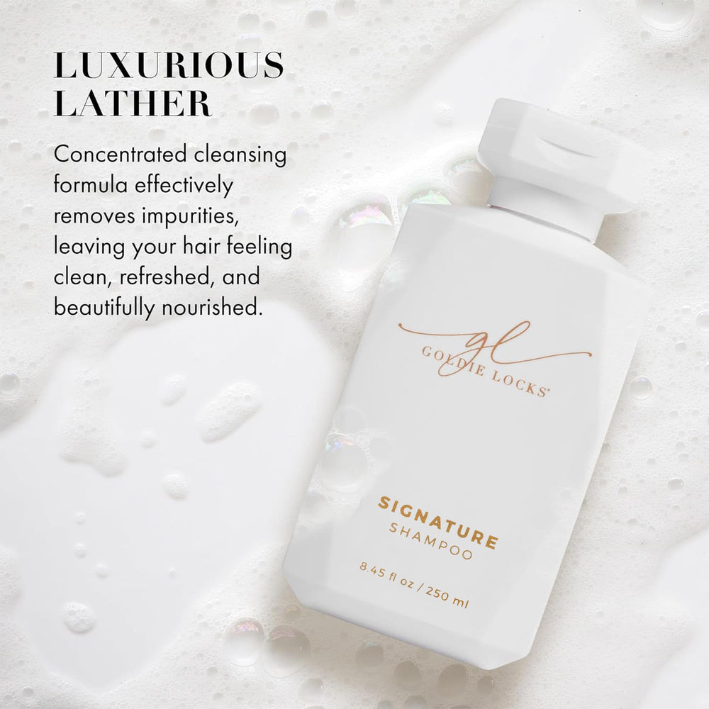Goldie Locks pump dispensing shampoo demonstrating easy usage and precise portioning benefit