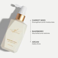 Goldie Locks misted hair strand close-up showing smooth texture and shine benefit