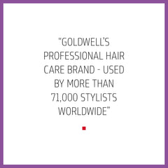 Goldwell after-rinse blonde hair showcasing reduced yellow tones and shine