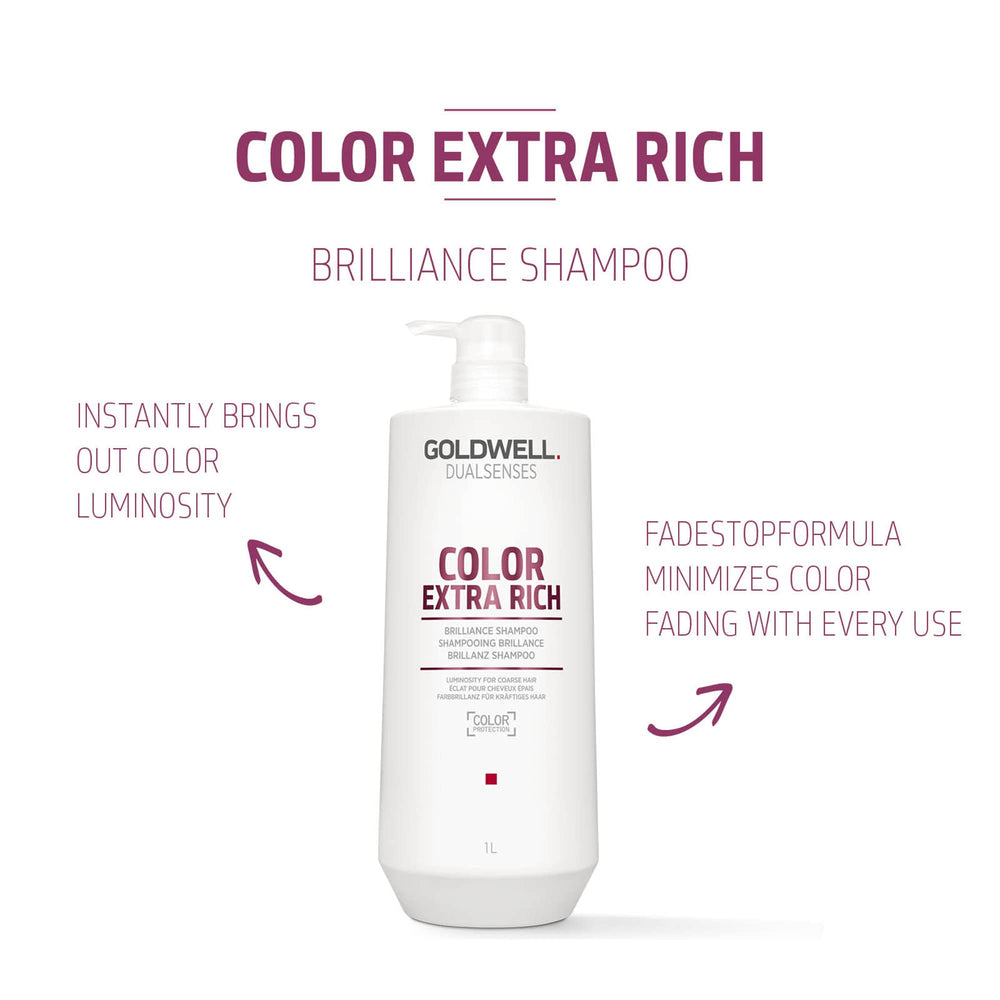 Goldwell shampoo in hands under shower shows easy application and cleansing benefit