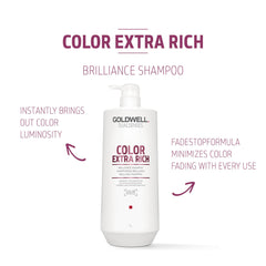 Goldwell shampoo in hands under shower shows easy application and cleansing benefit
