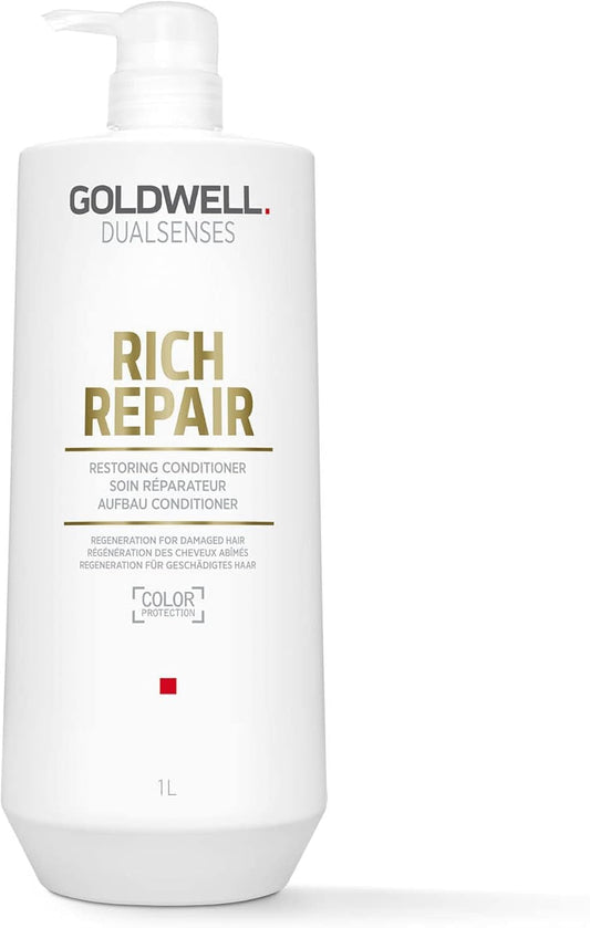 Goldwell Dualsenses 1L front view showing bottle and clear product identity benefit of easy recognition