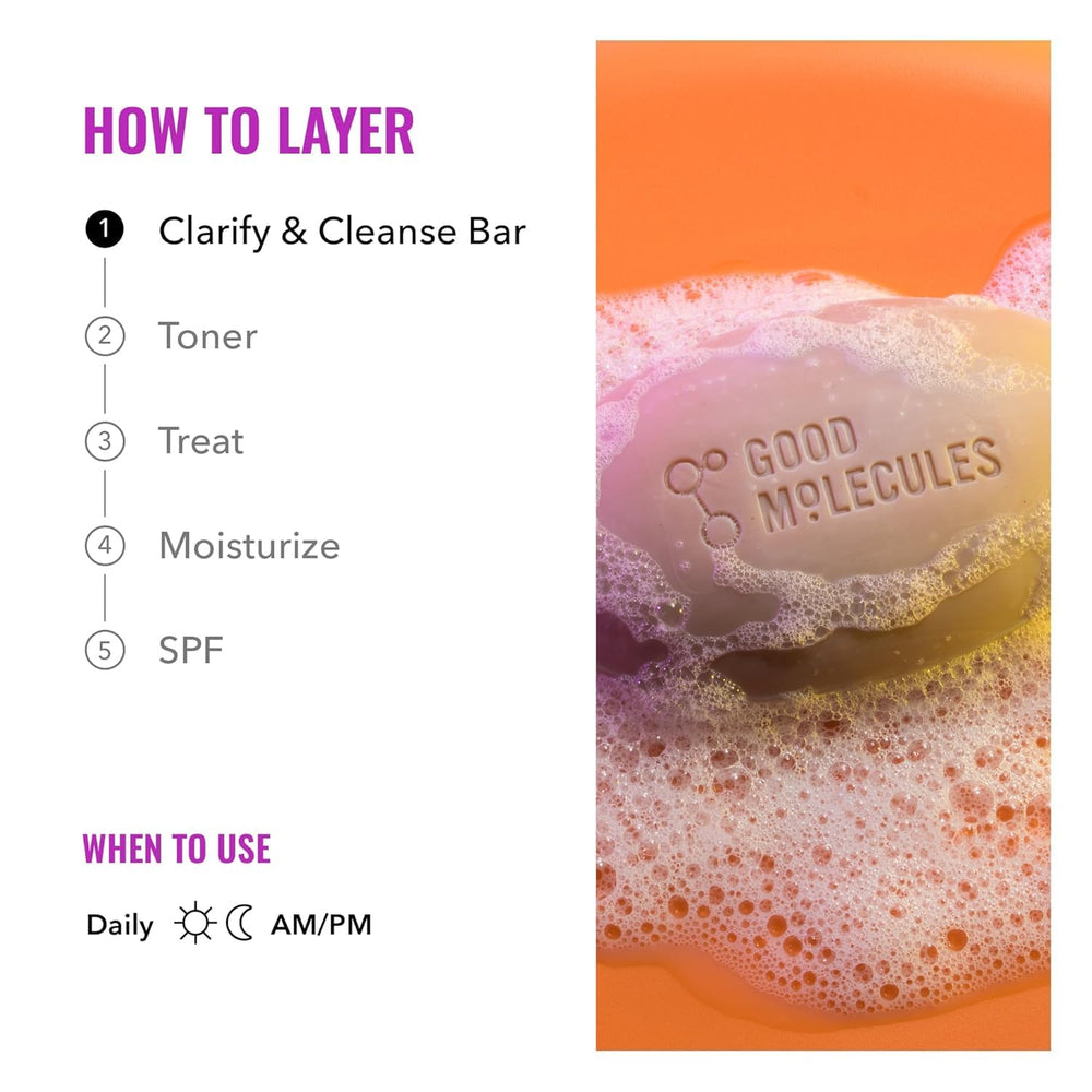 Good Molecules bar used in shower to clarify body acne and hydrate skin