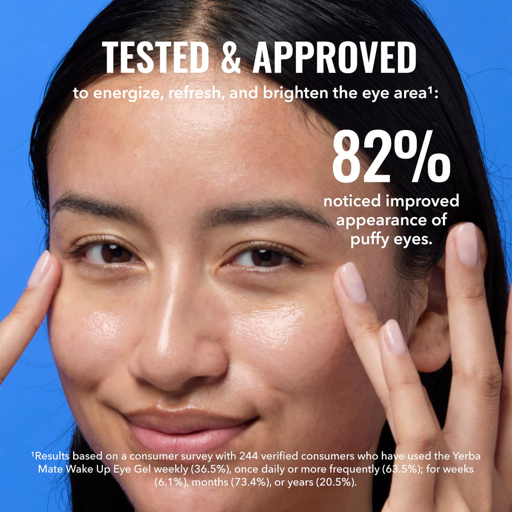 Good Molecules gel being applied with ring finger to reduce puffiness
