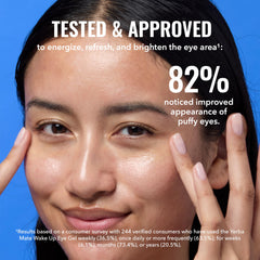 Good Molecules gel being applied with ring finger to reduce puffiness