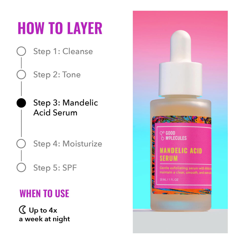 Good Molecules being applied to cheek for gentle exfoliation benefit