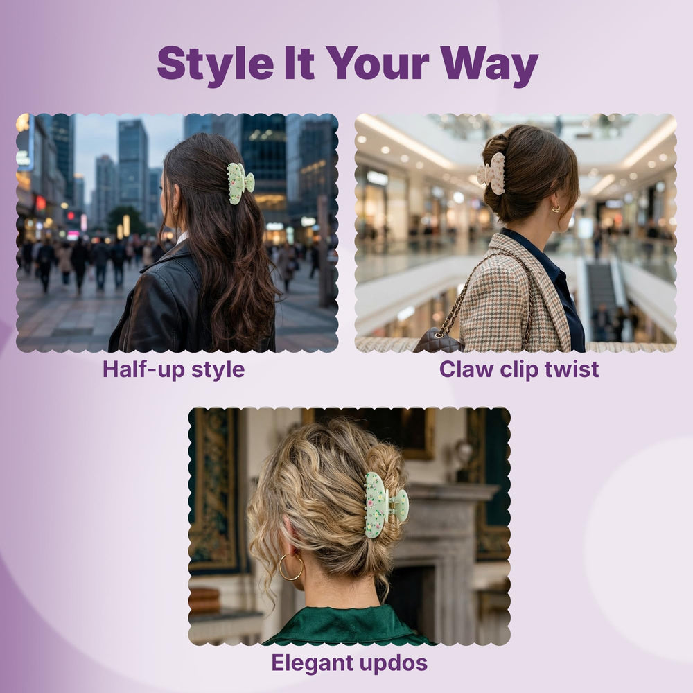 Goody clip creating a half-up look in lifestyle setting for polished style