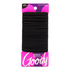 Goody black 27-count pack front view showing durable, no-metal hair ties