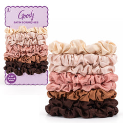 goody front packaging showing eight pink scrunchies and tidy presentation benefit: easy storage