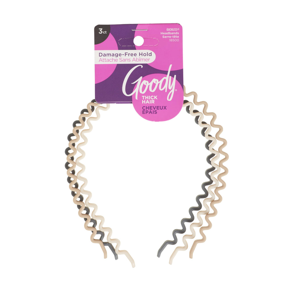 Goody headbands front packaging showing three warm-tone bands and quick outfit matching