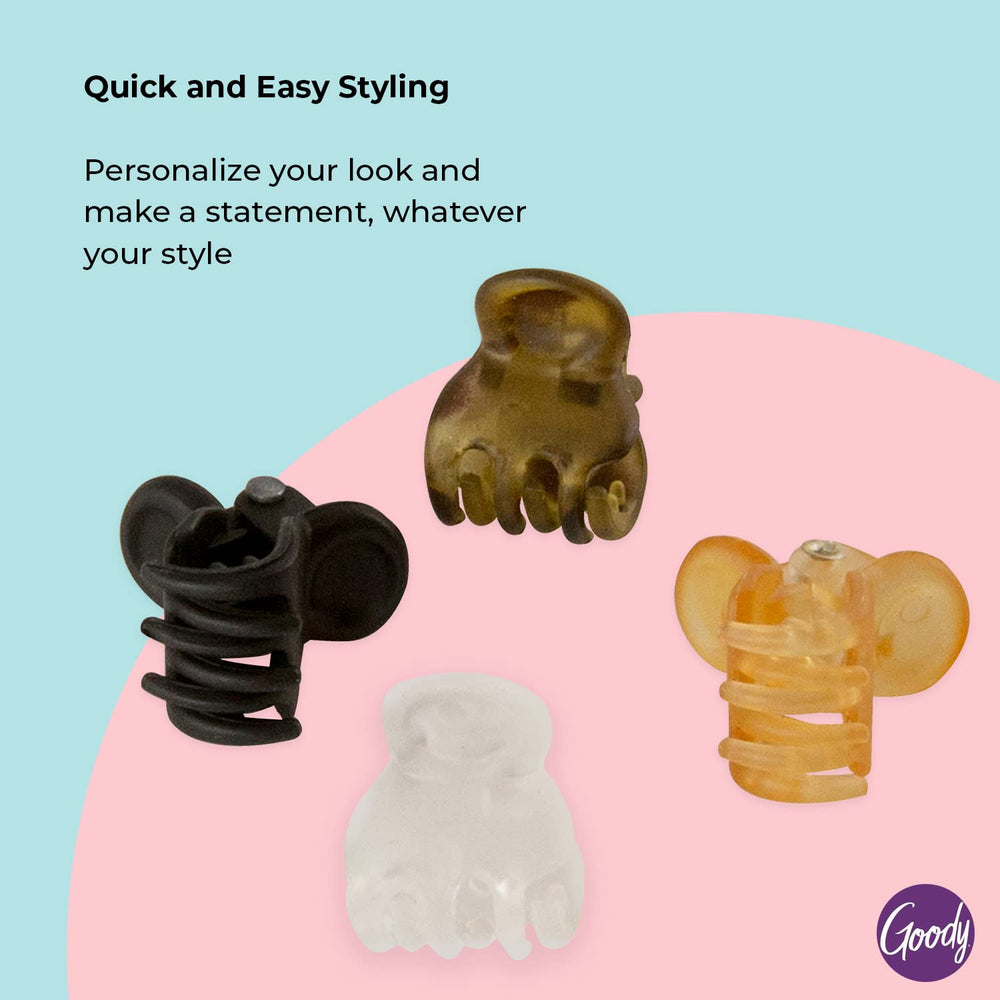 Goody mini claw in hair styling used in a messy bun for long-lasting comfort