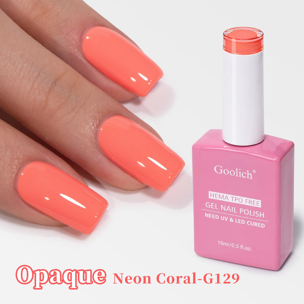 Goolich swatched on nails showing vibrant coral finish benefit