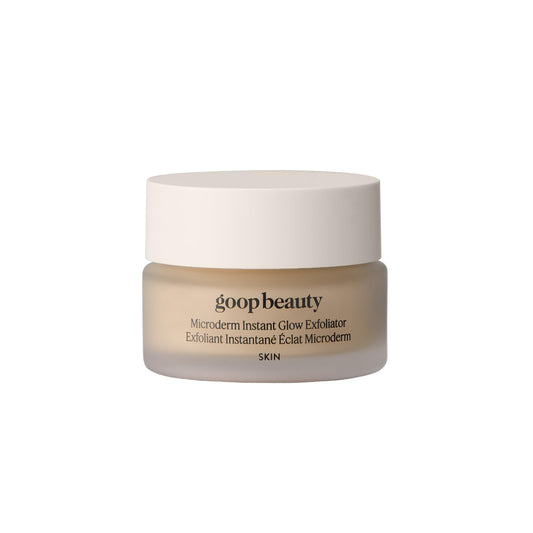 goop mini microderm front jar shows packaging and brand, highlights portability