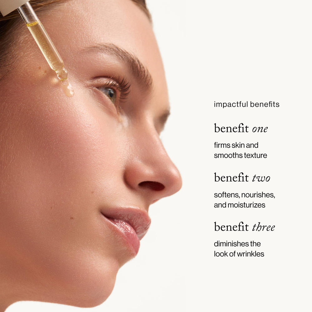 goop nutrient face oil dropper dispensing a golden drop for precise application benefit