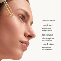 goop nutrient face oil dropper dispensing a golden drop for precise application benefit