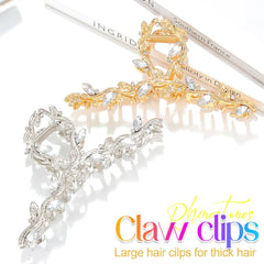 GORTIN close-up of rhinestones and gold leaves adding sparkle and style