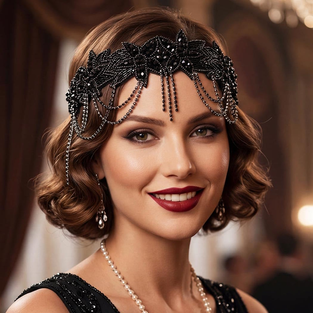 GORTIN headband worn with vintage dress demonstrating styling benefit