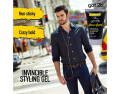 Applying Got2B gel to short hair showing strong sculpting and instant shape retention