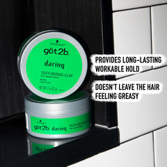 Got2B clay on bathroom shelf in lifestyle scene indicating everyday convenience benefit