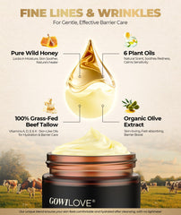GOWILOVE ingredients honey and aloe displayed to show soothing benefit