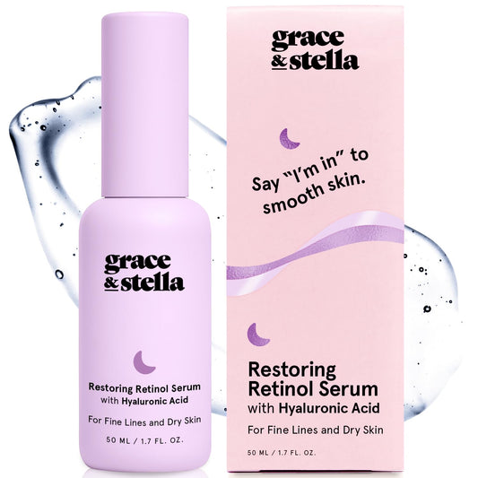 grace & stella front bottle view showing clean packaging and anti-aging benefits