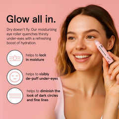 grace & stella close-up rose quartz roller highlighting smooth stone for cooling massage