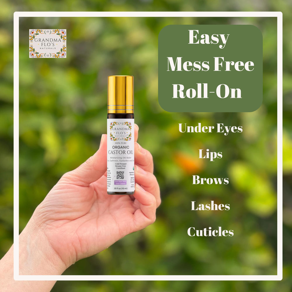 Grandma Flo's Naturals rolling on cuticle to soften and hydrate nail edges