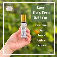 Grandma Flo's Naturals rolling on cuticle to soften and hydrate nail edges