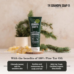 The Grandpa Soap Company conditioner in hand demonstrating easy application