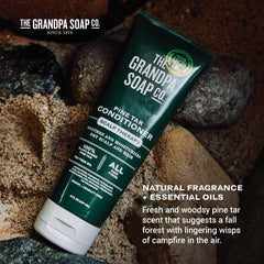 The Grandpa Soap Company paired with pine tar shampoo for routine