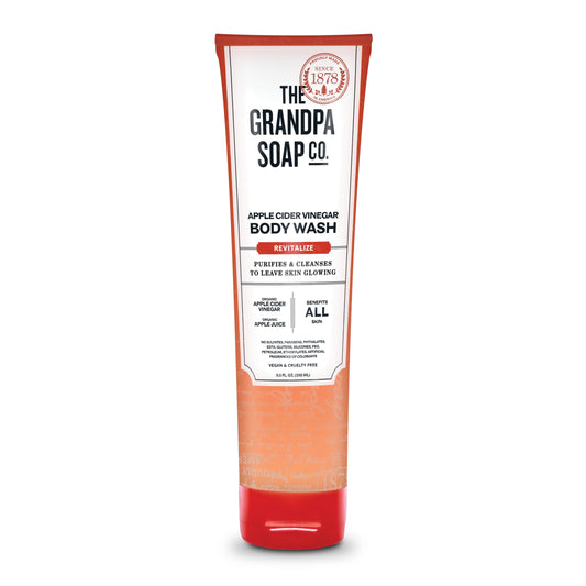 Grandpa Soap Company front bottle showing label and benefit