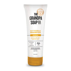 Grandpa Soap Company front tube view showing clear labeling and benefits