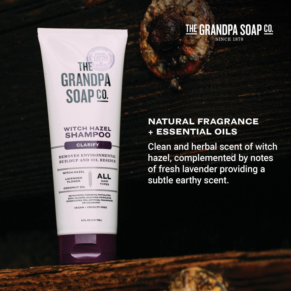The Grandpa Soap Company label with vegan and cruelty-free certifications visible