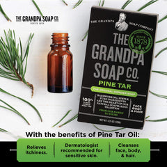 Grandpa's pine tar soap lathered in hand for effective cleansing and hydration