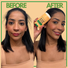 GranNaturals stick applied at hairline demonstrating frizz control and hold