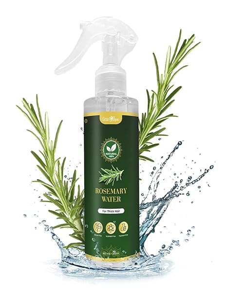 GratiHive front label on 200ml rosemary water spray showing certification and benefits