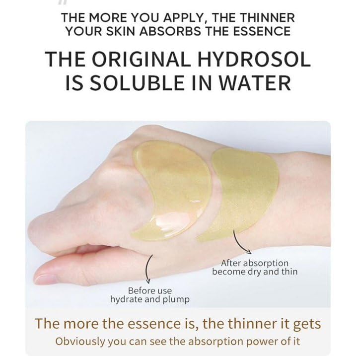 Green Cosmos patches in use on a woman relaxing with reduced puffiness