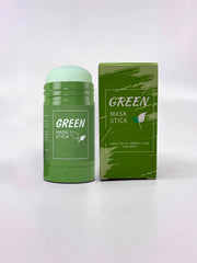 Green Mask Stick ingredients label showing green tea and vitamin E