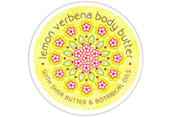Greenwich Bay Botanic Body Butter Lemon Verbena jar front view showing label and size, promotes convenient moisturization