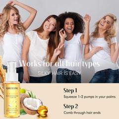 GREEONIL ingredients display with argan coconut olive oils highlighting nourishing benefits