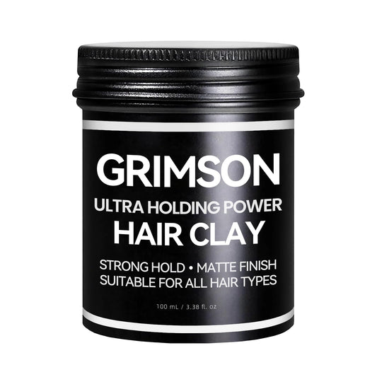 GRIMSON front view of container showing product label and matte finish benefit