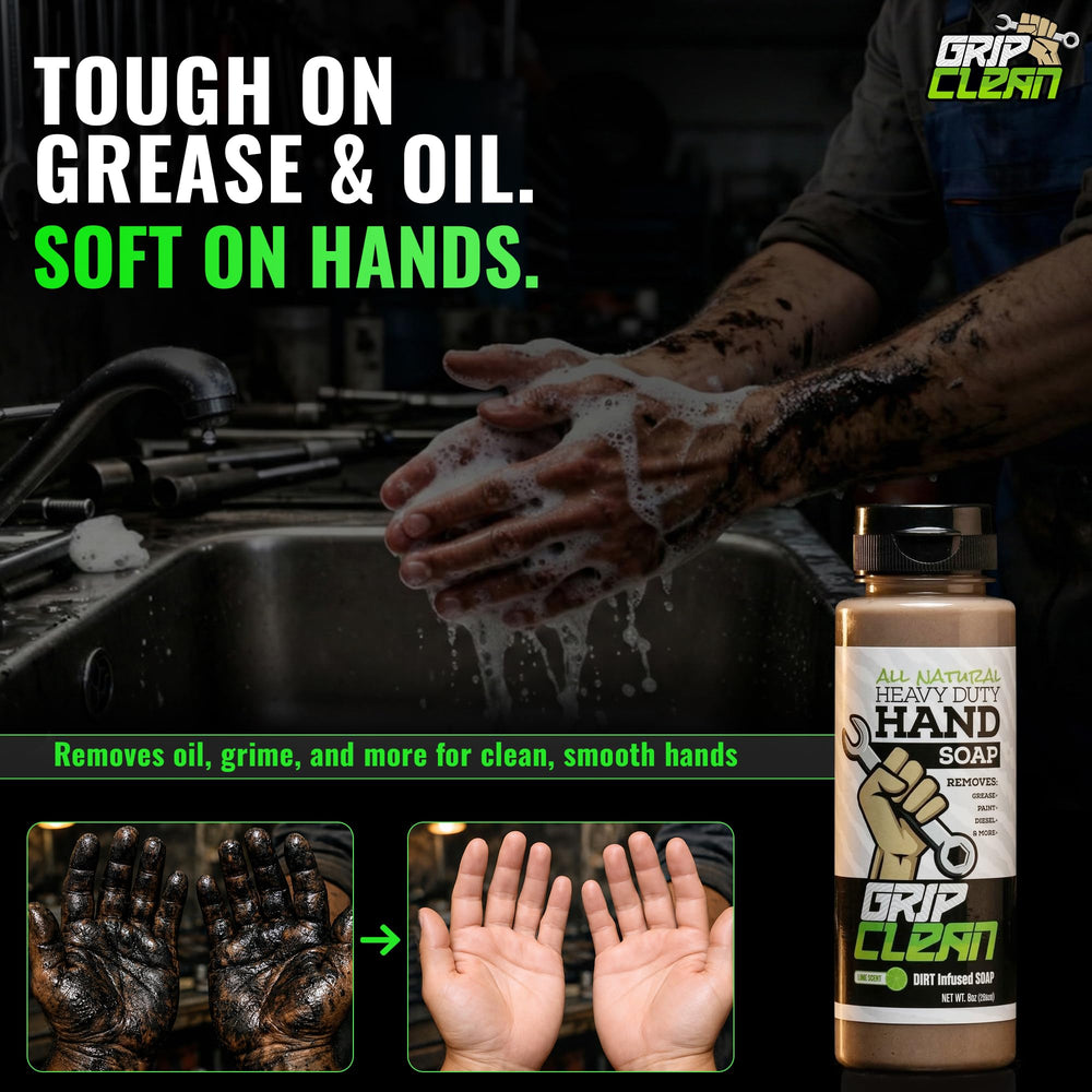 Grip Clean being dispensed from bottle for quick workshop use