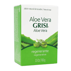 Grisi aloe vera soap ingredients label highlighting aloe extract information